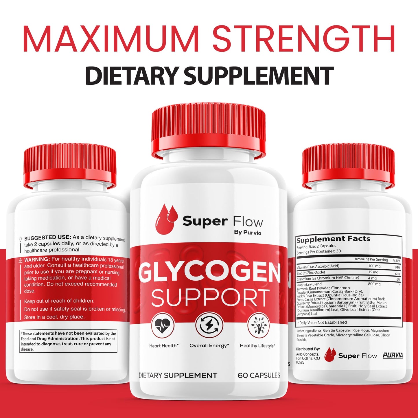 Purvia Super Flow Glycogen Optimizer Capsules, 120 Capsules