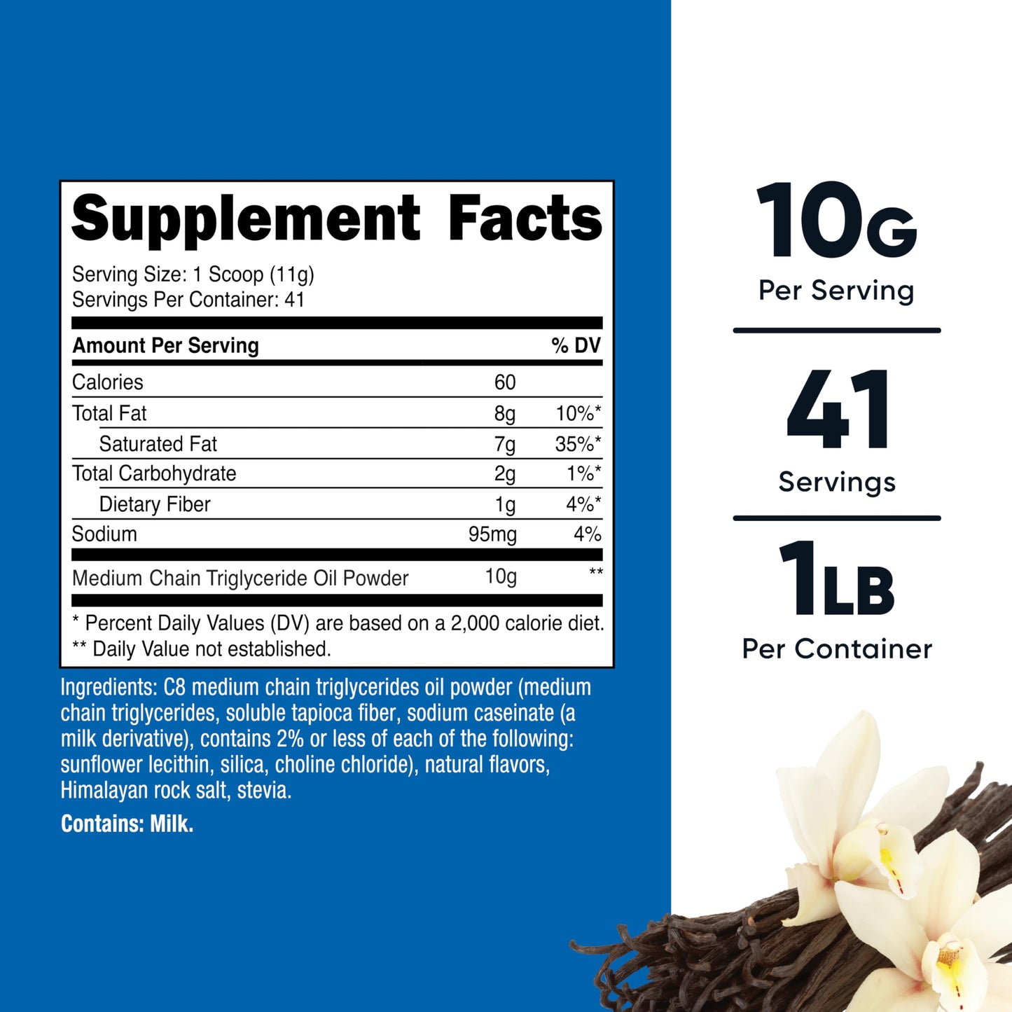 Nutricost C8 MCT Oil Powder Vanilla Flavor, 16