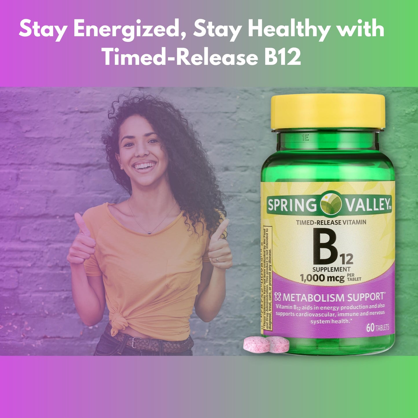 FUSION SHOP STORE Vitamin B12 1000mcg Timed Release Tablets, 60 Count