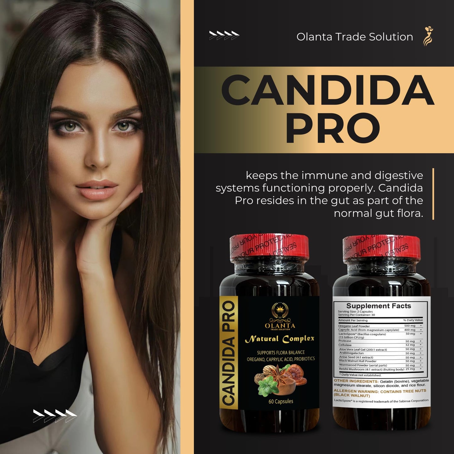 OLANTA TRADE SOLUTION Candida Support Supplement 60 Capsules
