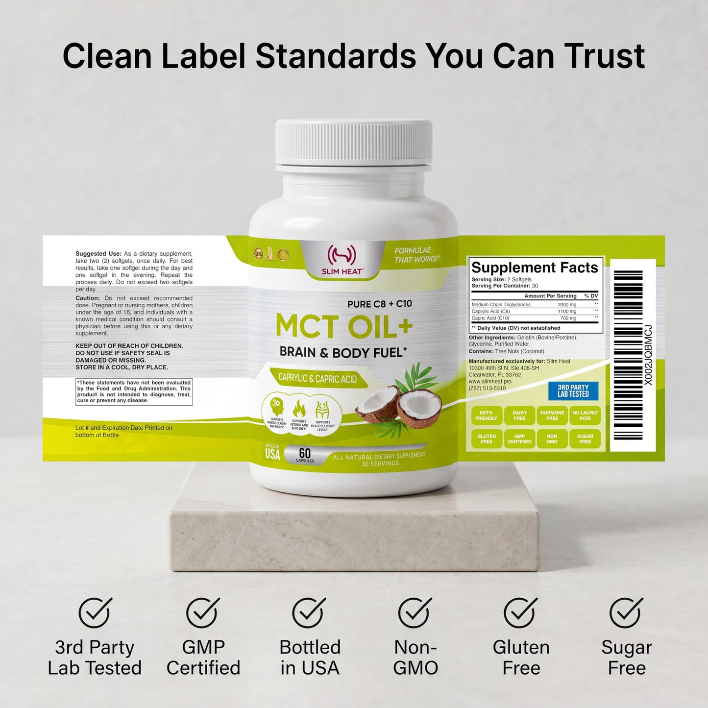 Slim Heat MCT Oil Softgel 2000mg, 60 Count