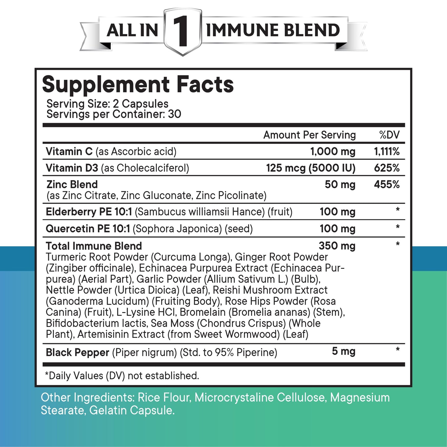 NEW AGE Quercetin Zinc Vitamin C Vitamin D Bromelain Elderberry Nettle Supplement with Artemisinin Sea Moss Echinacea Capsules 180 Count