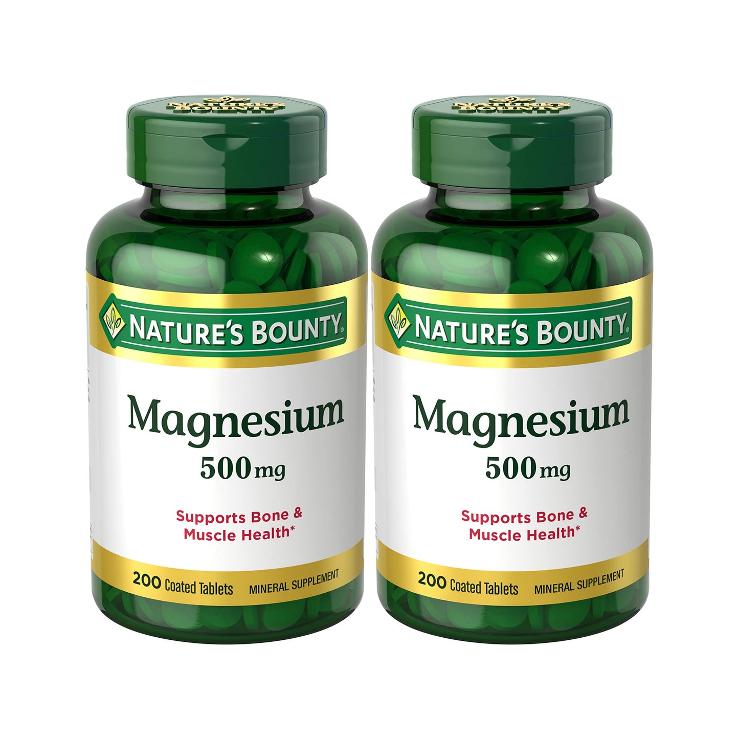 Nature's Bounty Magnesium Supplements 500mg Coated Tablets, 400 Count