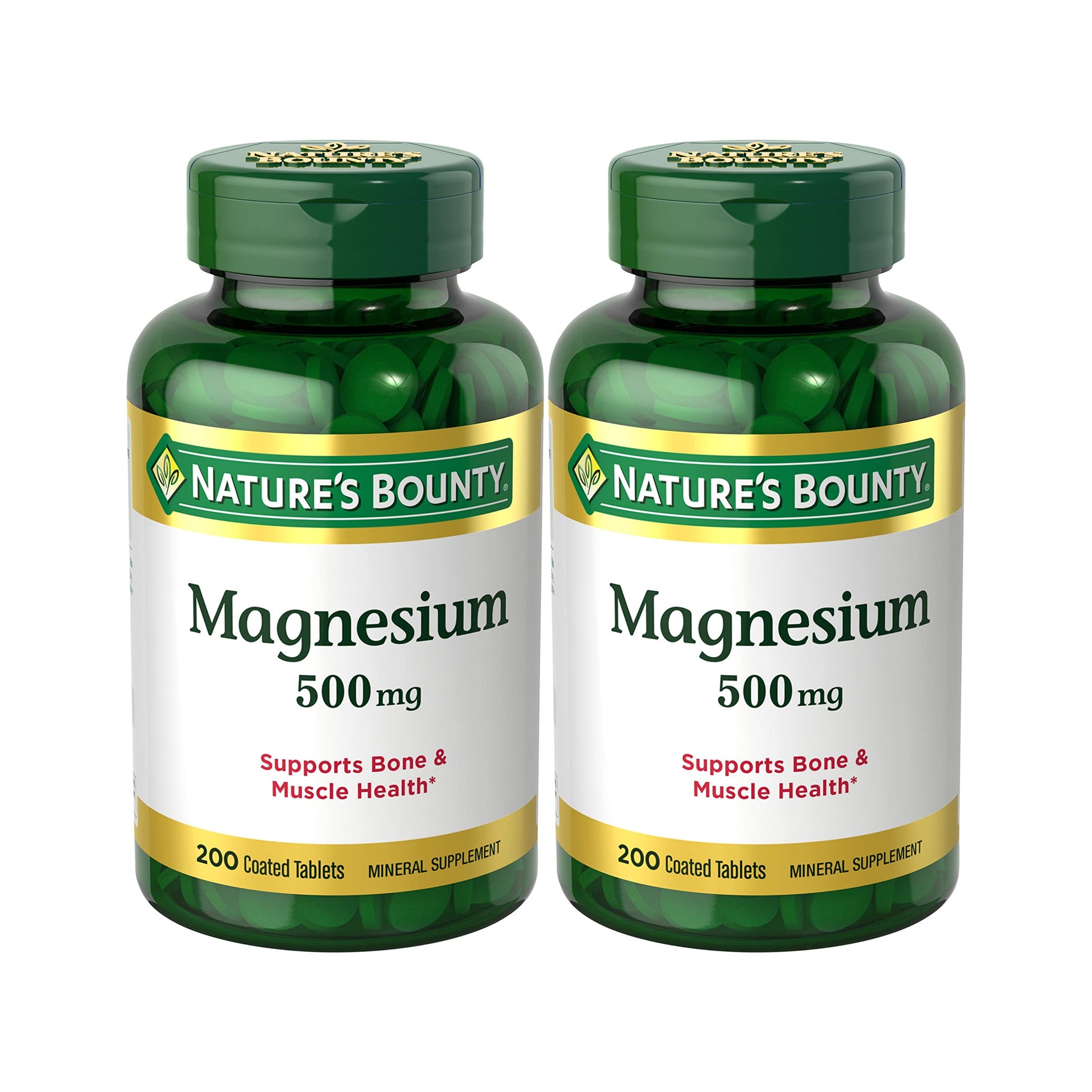 Nature's Bounty Magnesium Supplements 500mg Coated Tablets, 400 Count