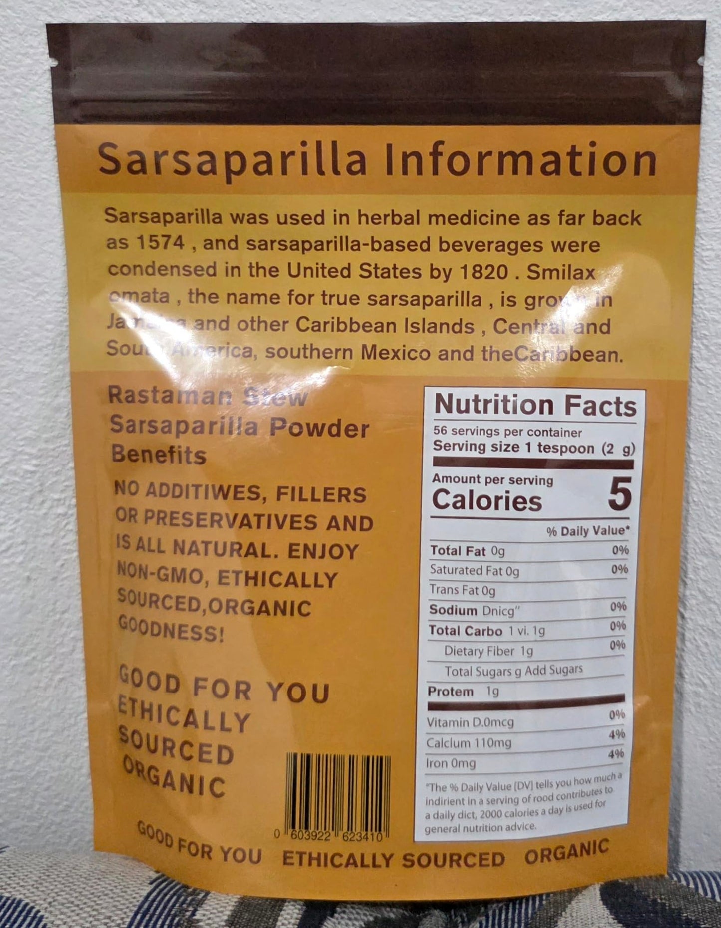 RastaMan Stew Organic Jamaican Sarsaparilla Root Powder 4 oz