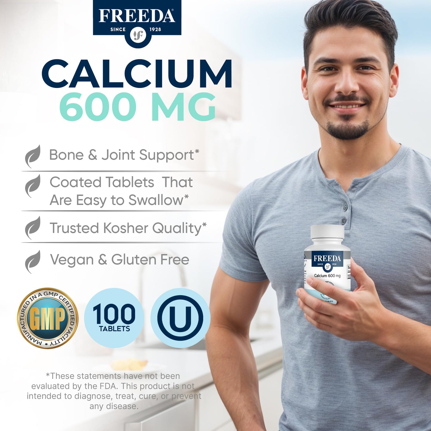 FREEDA Calcium 600 mg Tablet, 100 Count