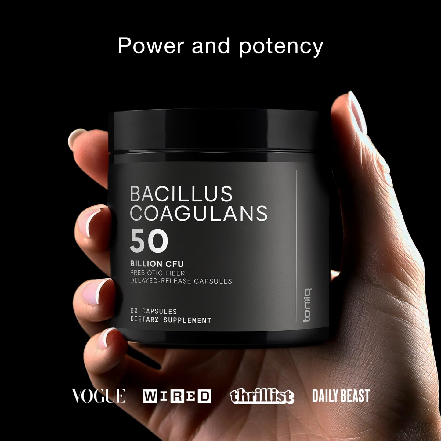 Toniiq Bacillus Coagulans Probiotic Supplement – Ultra High Strength 50 Billion CFU with FOS Prebiotic – Spore-Based Probiotic for Exceptional Stability – Third-Party Tested Capsules 60