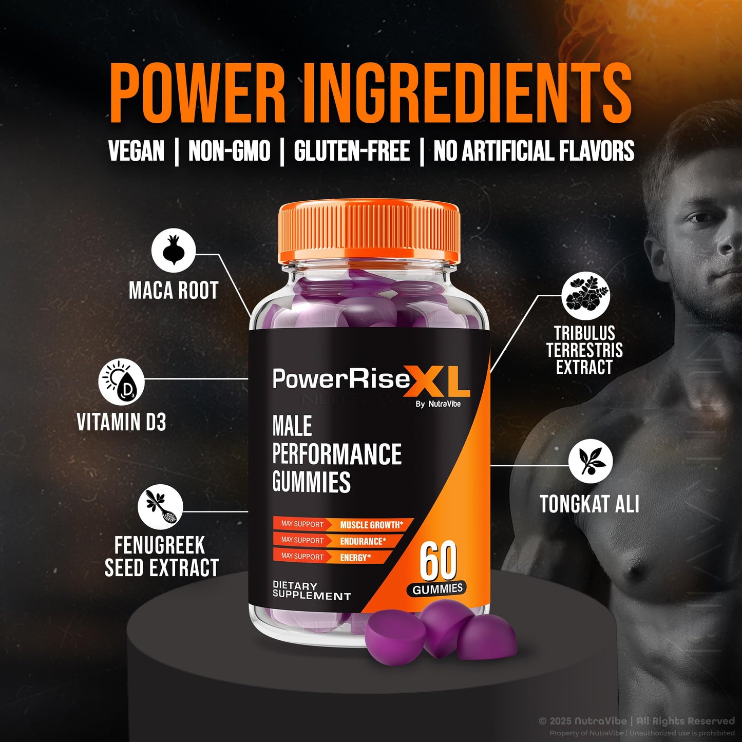 NutraVibe Power Rise XL Gummies, 300 Gummies