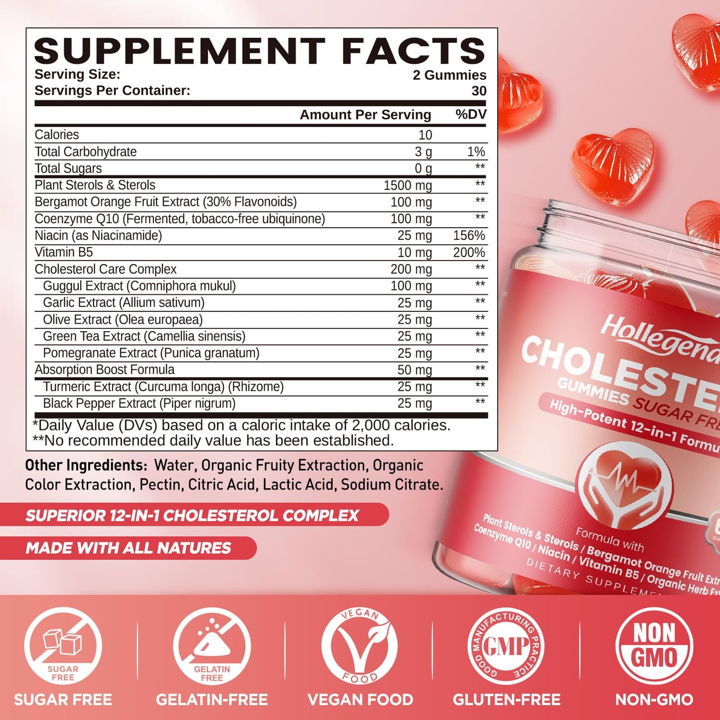 HOLLEGEND Cholesterol Gummies Gummy, 60 Count