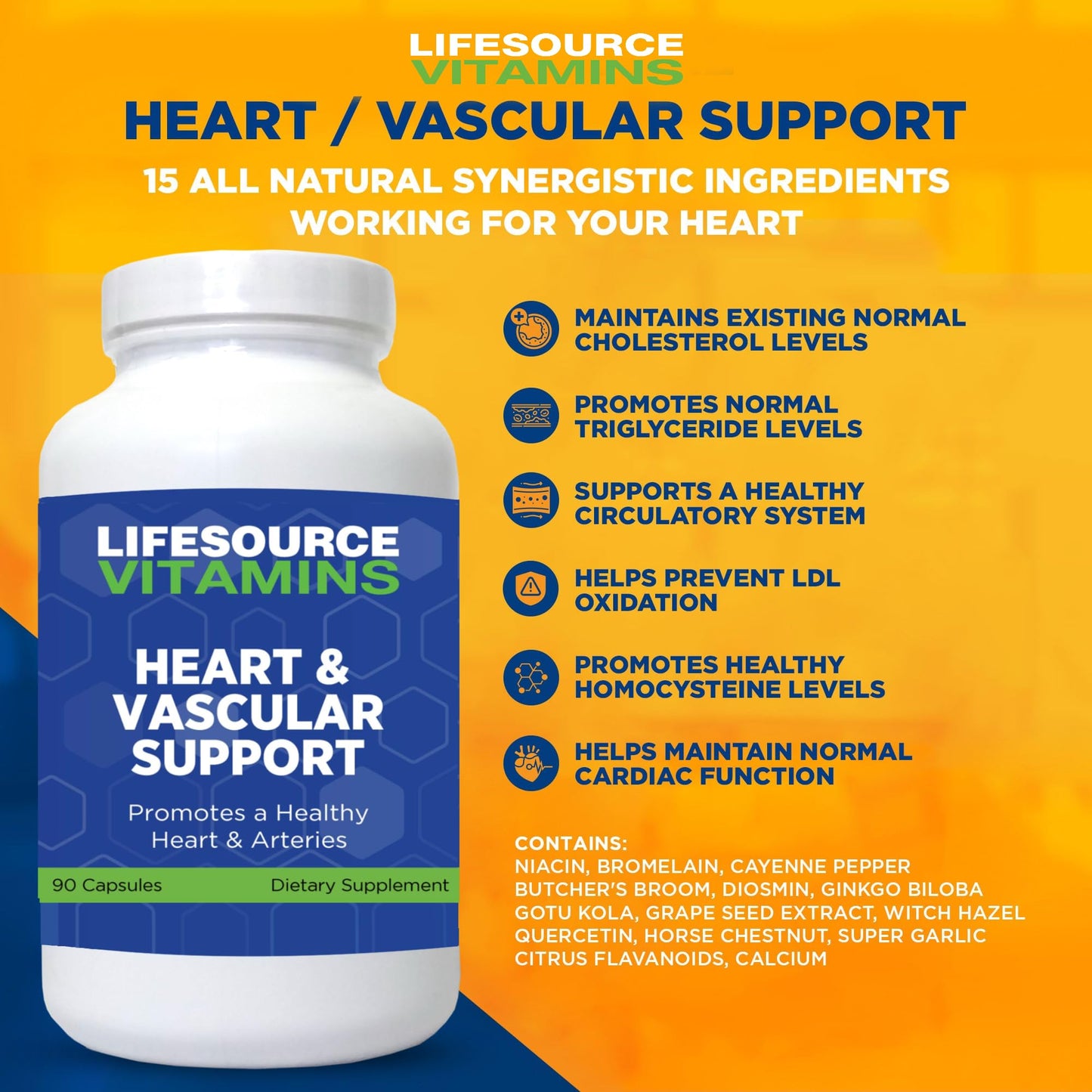 LifeSource Vitamins Heart & Vascular Support Capsule, 90 Capsules
