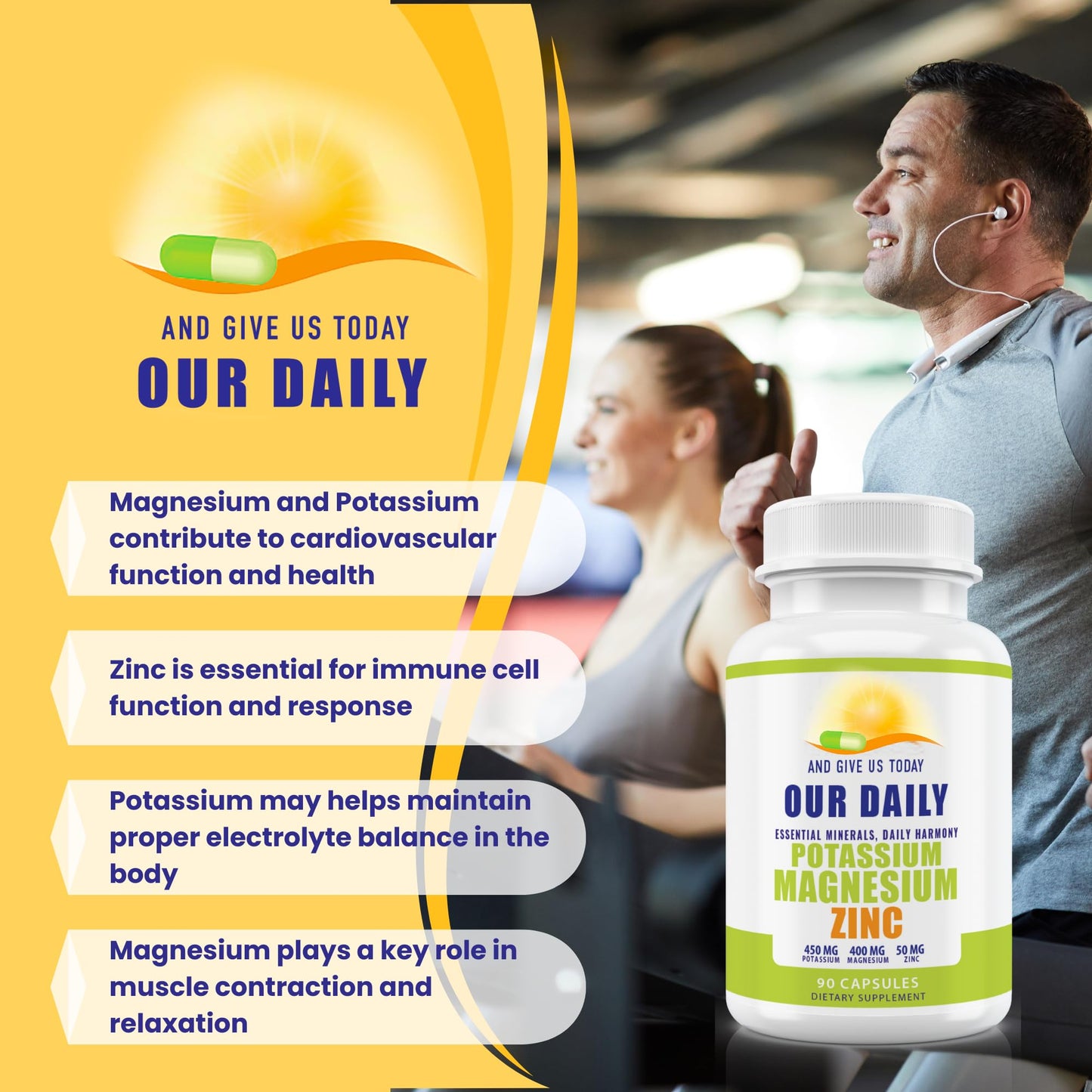 AND GIVE US TODAY OUR DAILY Potassium Magnesium + Zinc Supplement Capsules, 90 Capsules
