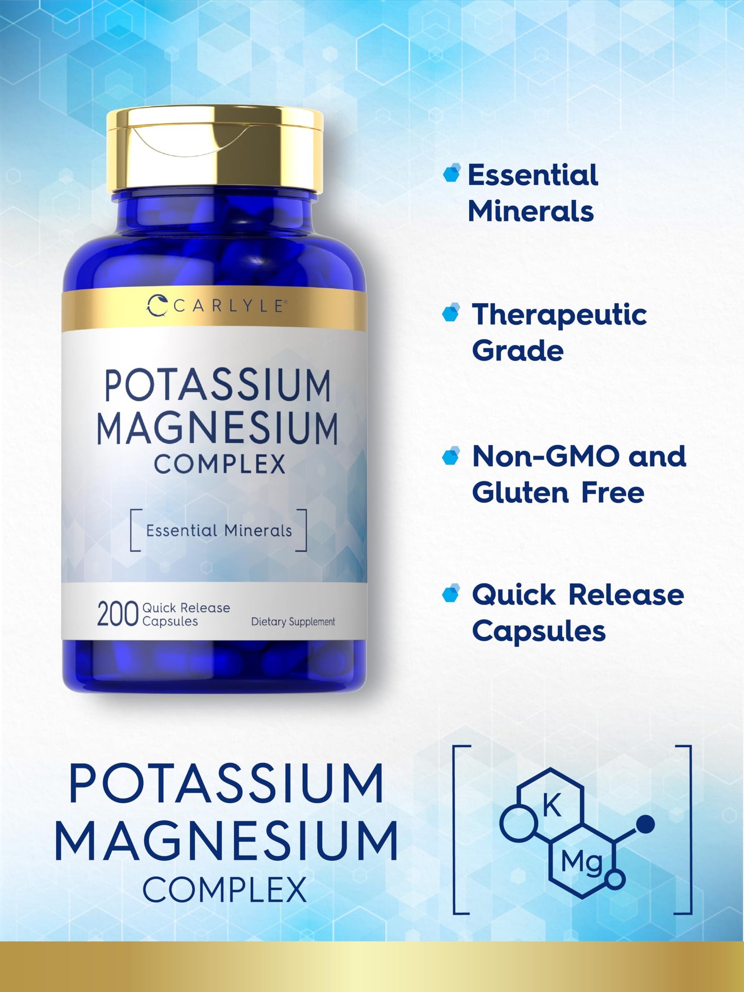 Carlyle Potassium Magnesium Supplement Capsule, 200 Capsules