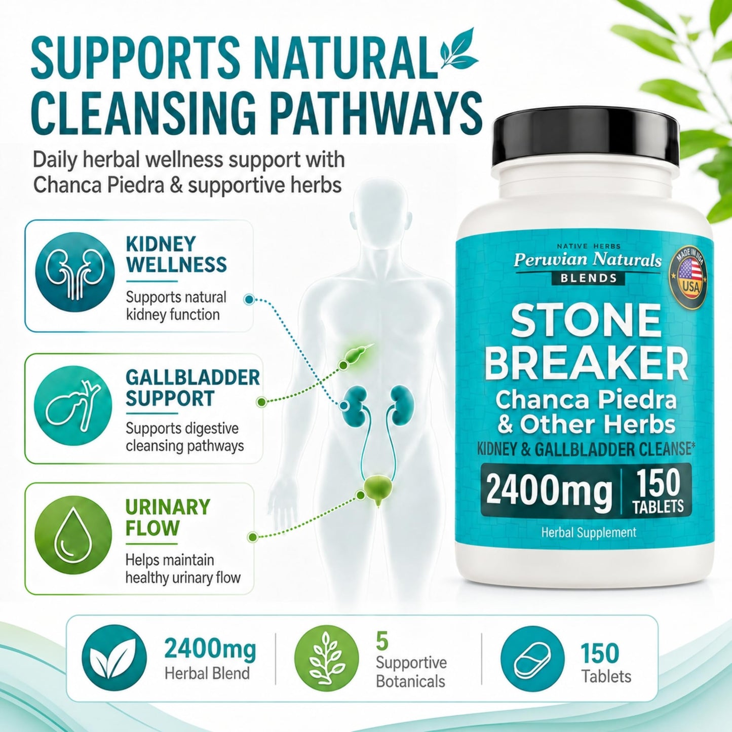 Peruvian Naturals Chanca Piedra Stone Breaker 600 Tablets