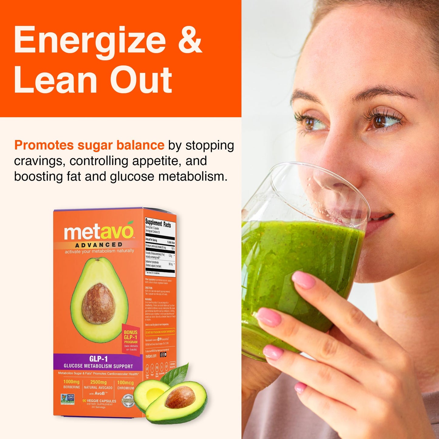 Metavo Advanced GLP-1 Metabolism Support Capsules, 90 Count