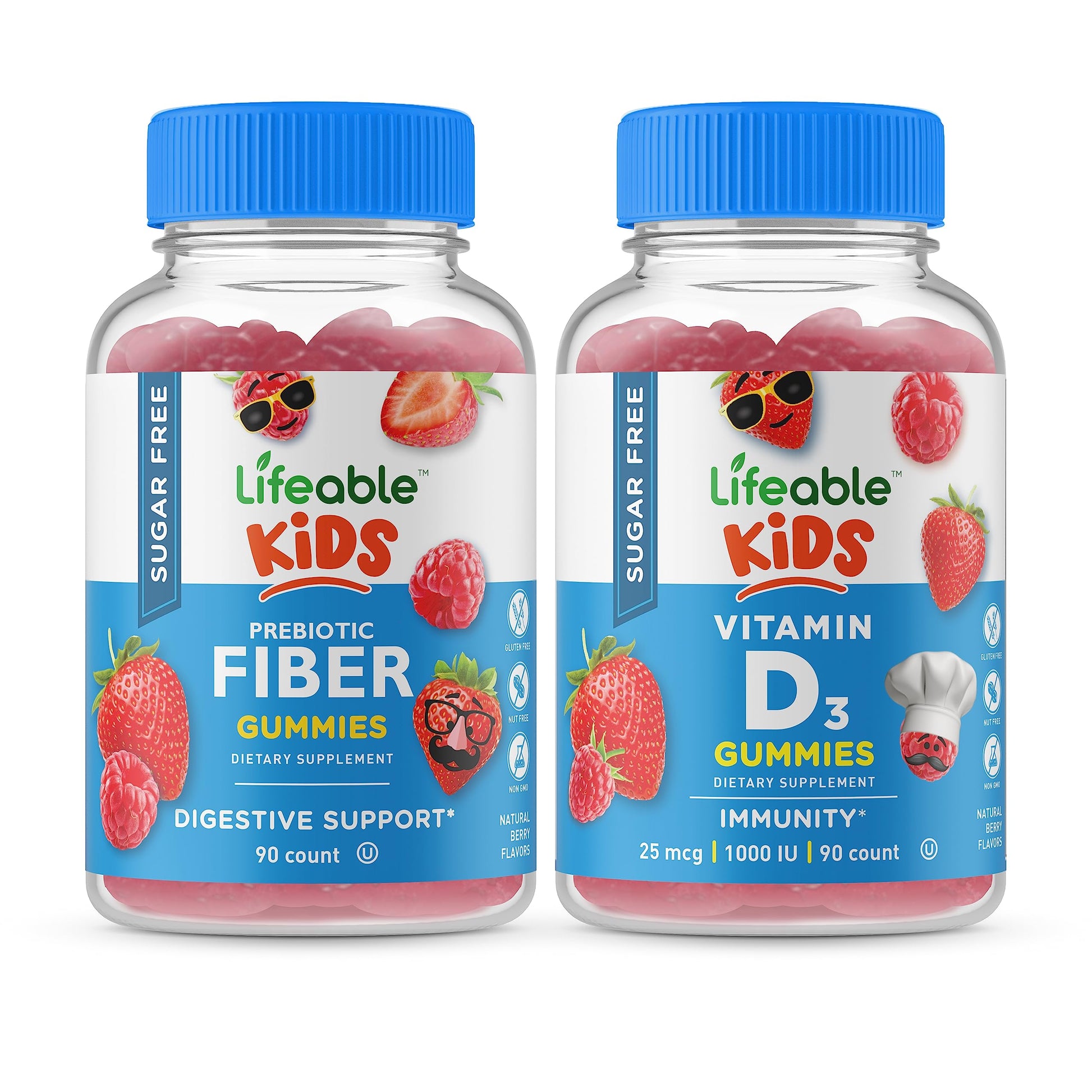 Lifeable Sugar Free Preciotic Fiber Kids + Vitamin D Kids Gummies, 180 Count