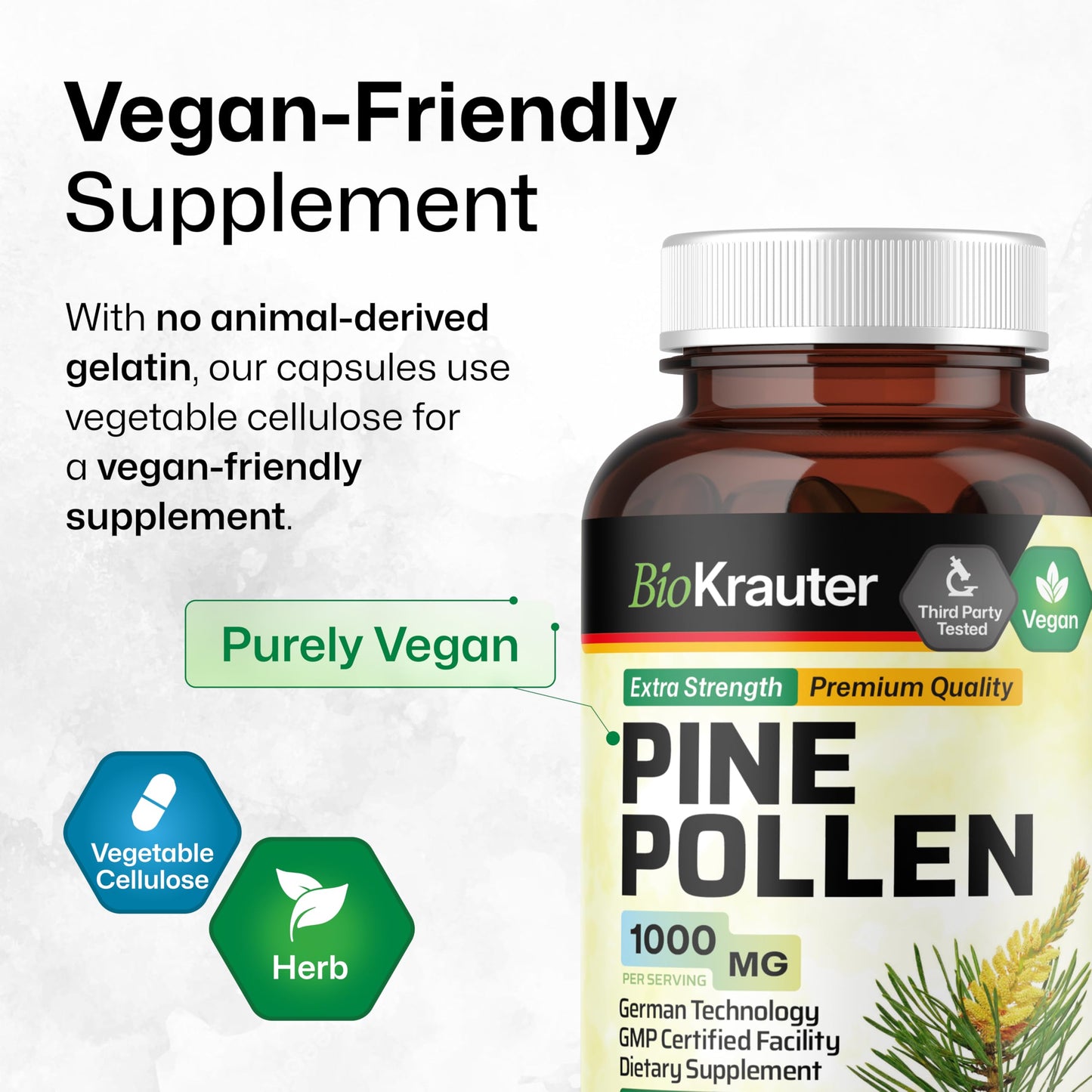 BIO KRAUTER Pine Pollen for Men's Support Capsules 100 Capsules
