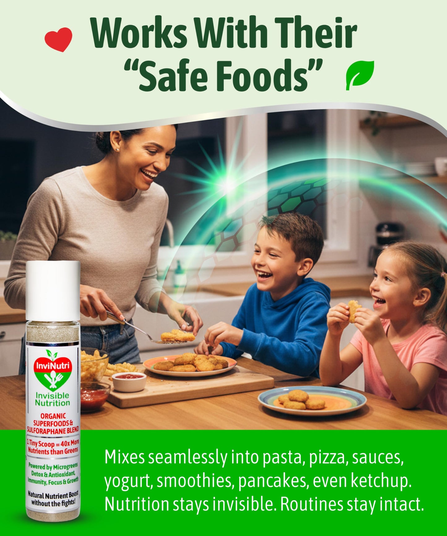 InviNutri Invisible Nutrition Superfood Powder for Picky & Sensory Eaters, Powder, 0.42 oz