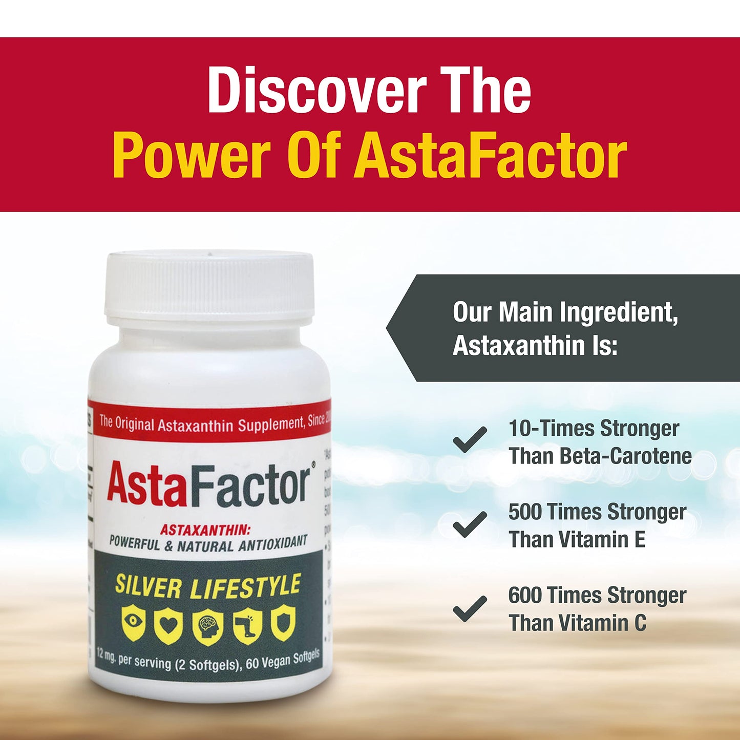 AstaFactor Astaxanthin Supplement Softgels 60