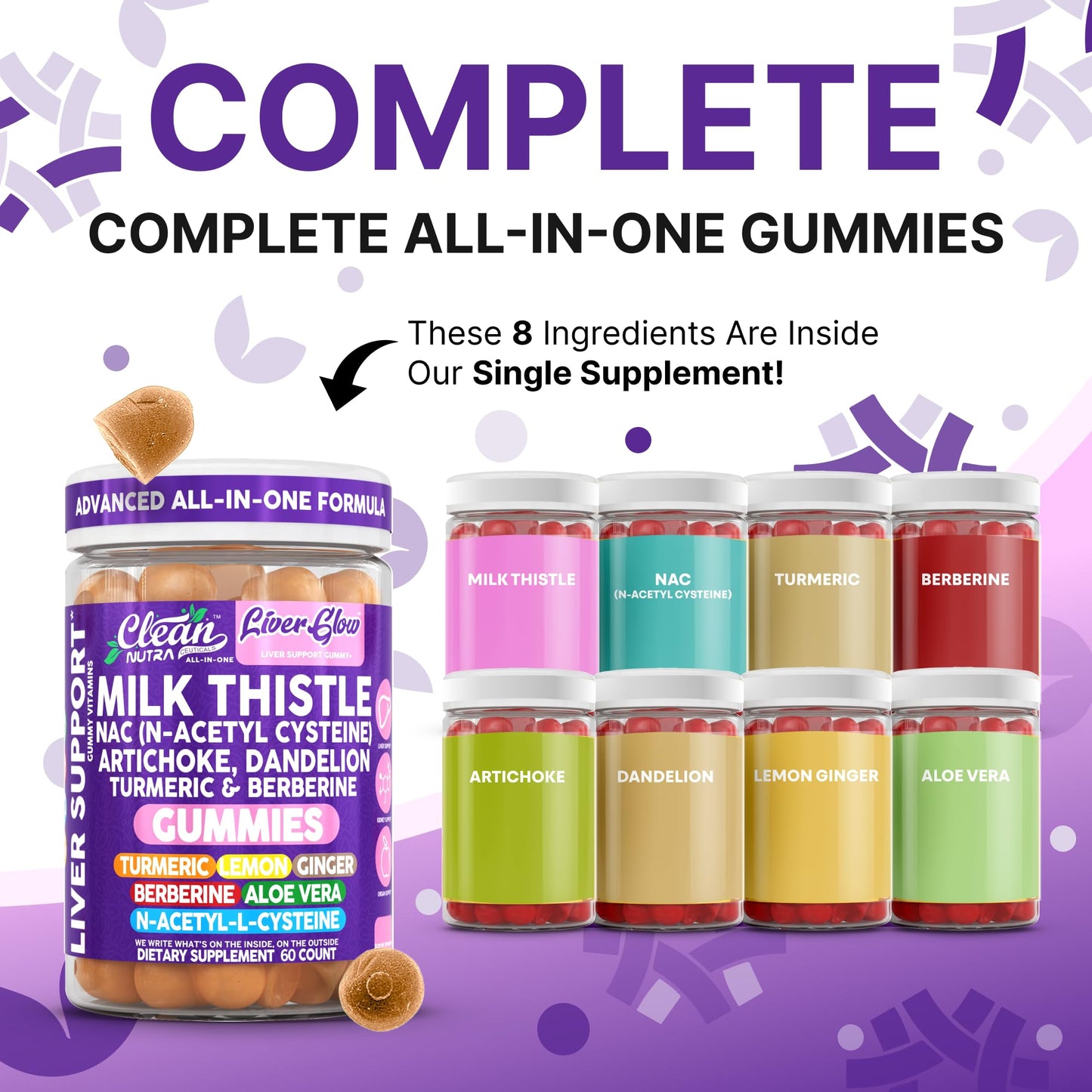 Clean Nutraceuticals Milk Thistle NAC Supplement 60 Gummies