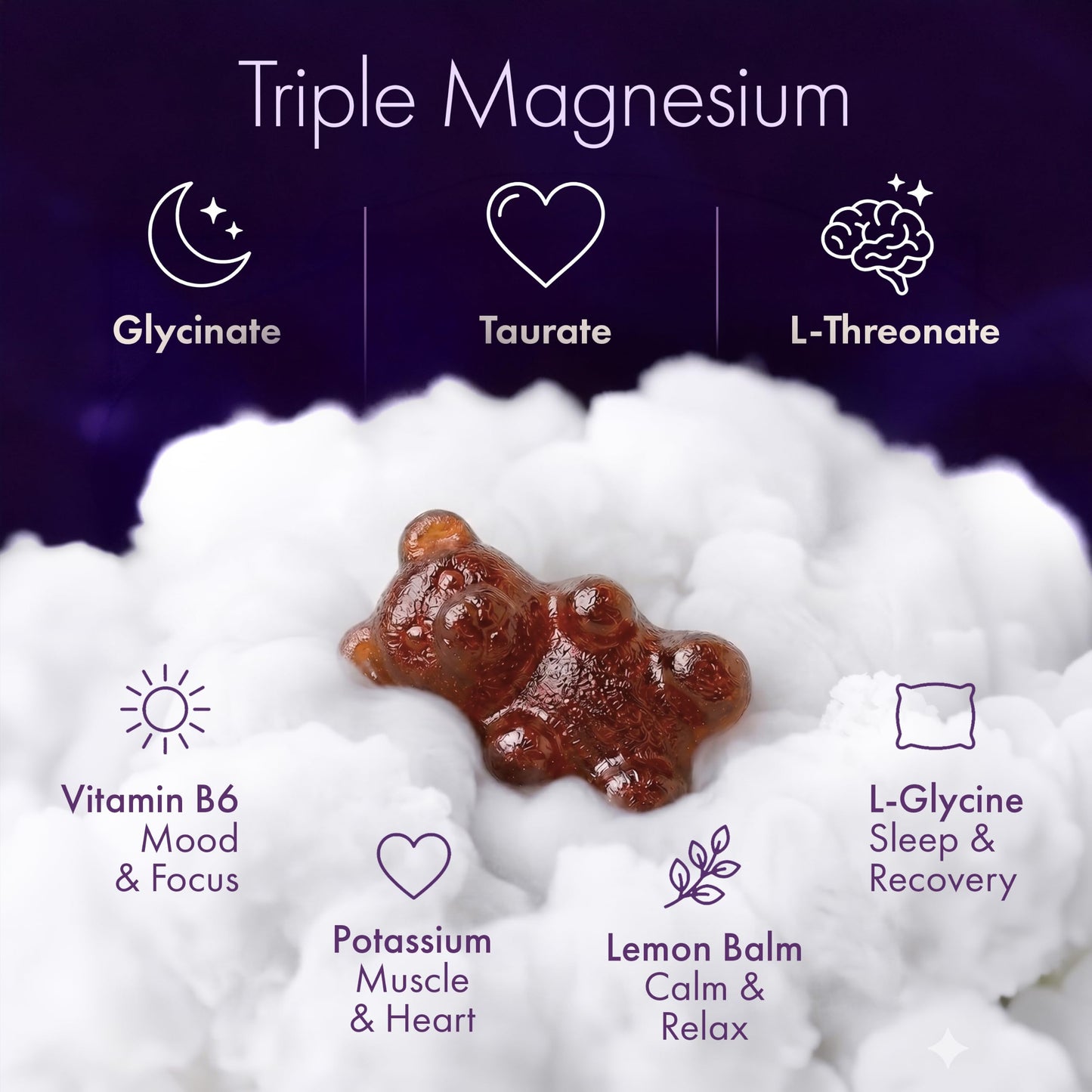 GRAOTI Magnesium Gummies 1000 mg/Serv with B6, Magnesium Complex, Sugar Free 120 Count