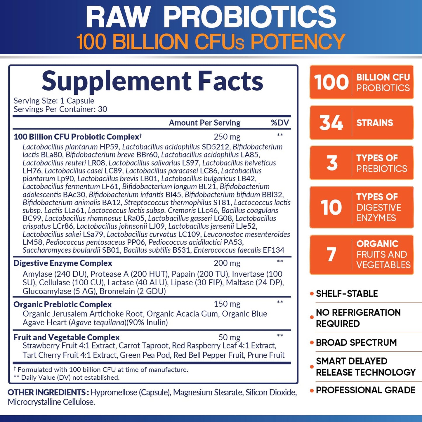 Wholesome Wellness Organic Raw Probiotics 100 Billion CFU Capsule, 30 Count