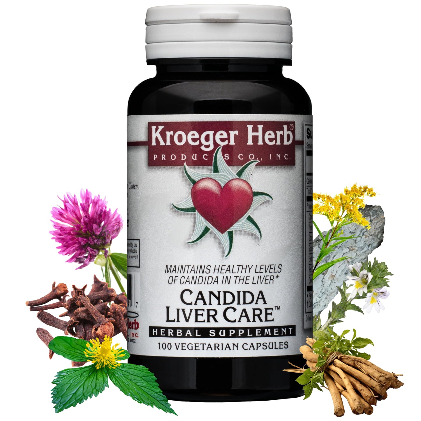 Kroeger Herb Products Candida Liver Care Vegetarian Capsules, 100