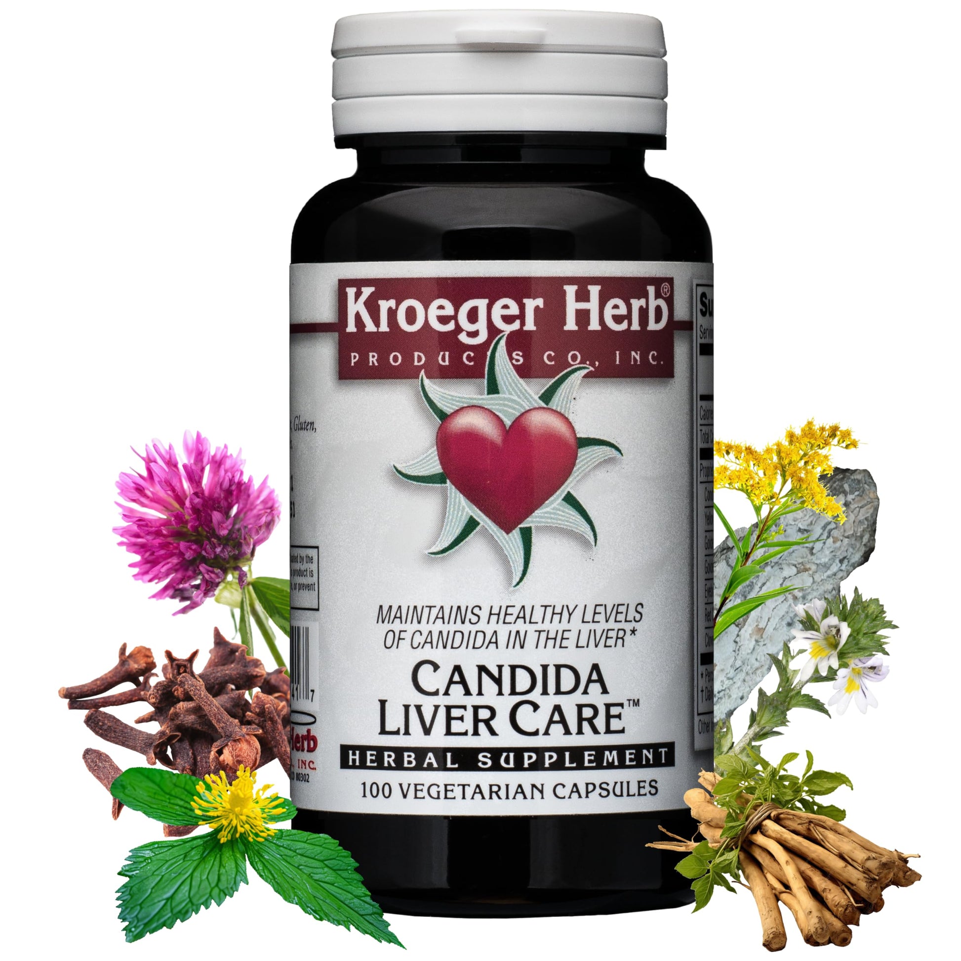 Kroeger Herb Products Candida Liver Care Vegetarian Capsules, 100