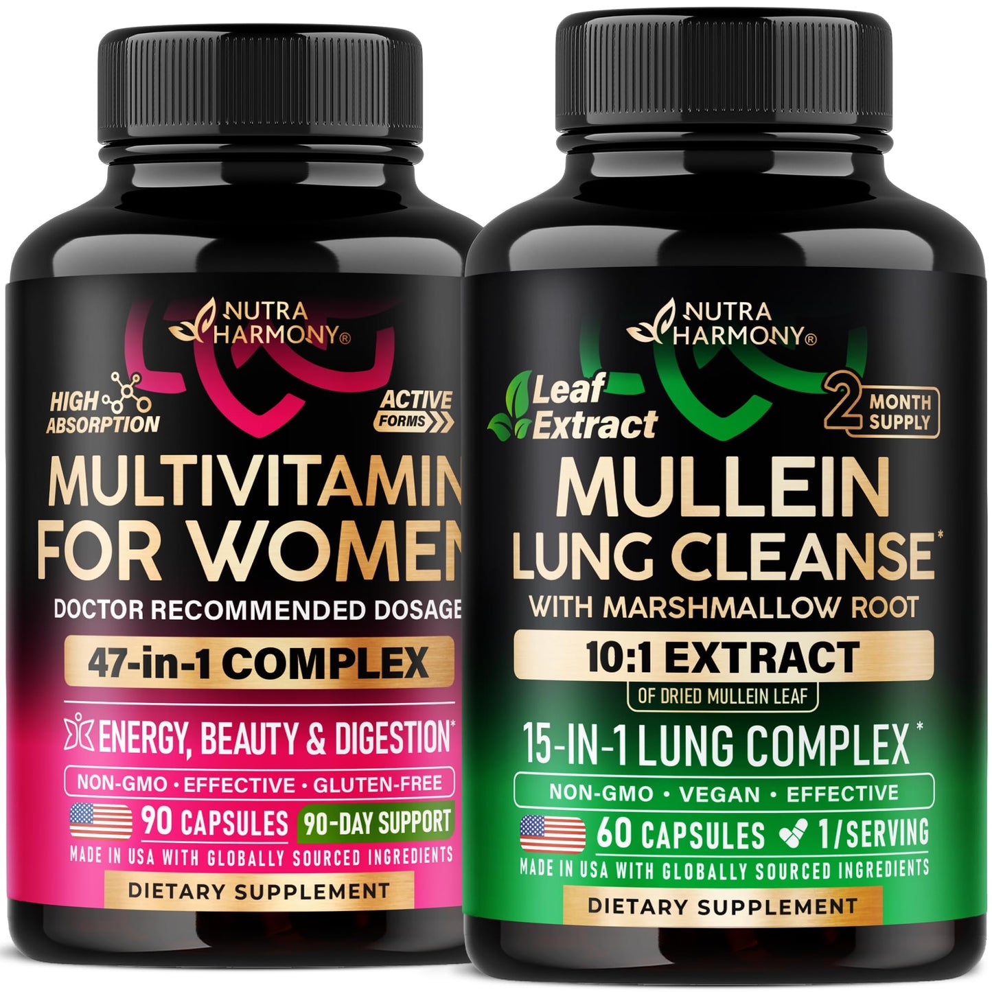 NUTRAHARMONY Mullein Capsules & Multivitamins for Women, 150 Capsules