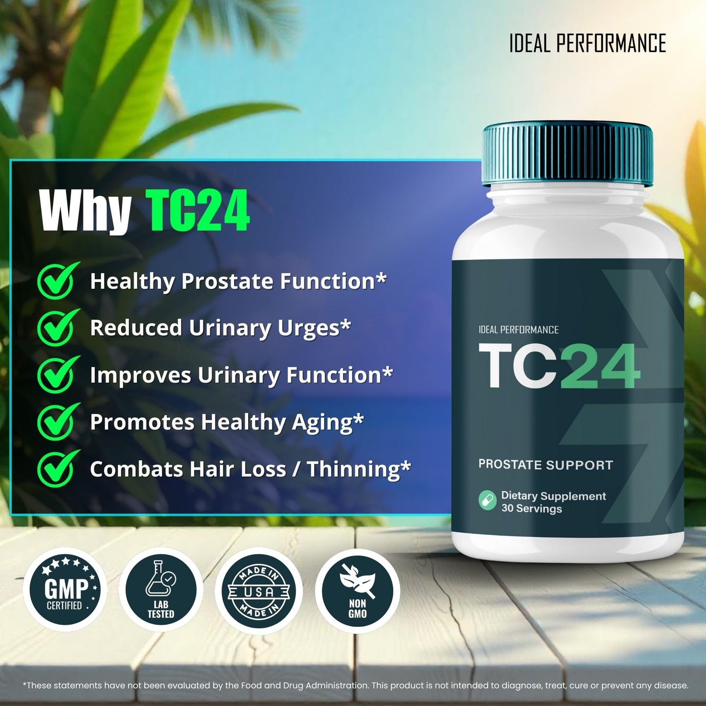 IDEAL PERFORMANCE TC24 Prostate Health Supplement Capsule, 300 Capsules