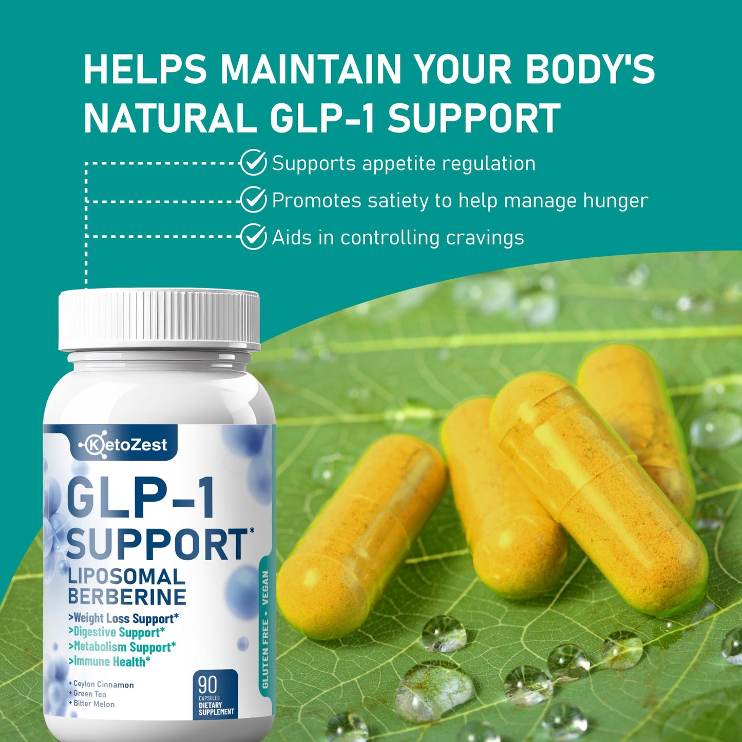 KetoZest GLP-1 Support Liposomal Berberine Capsule, 90 Count