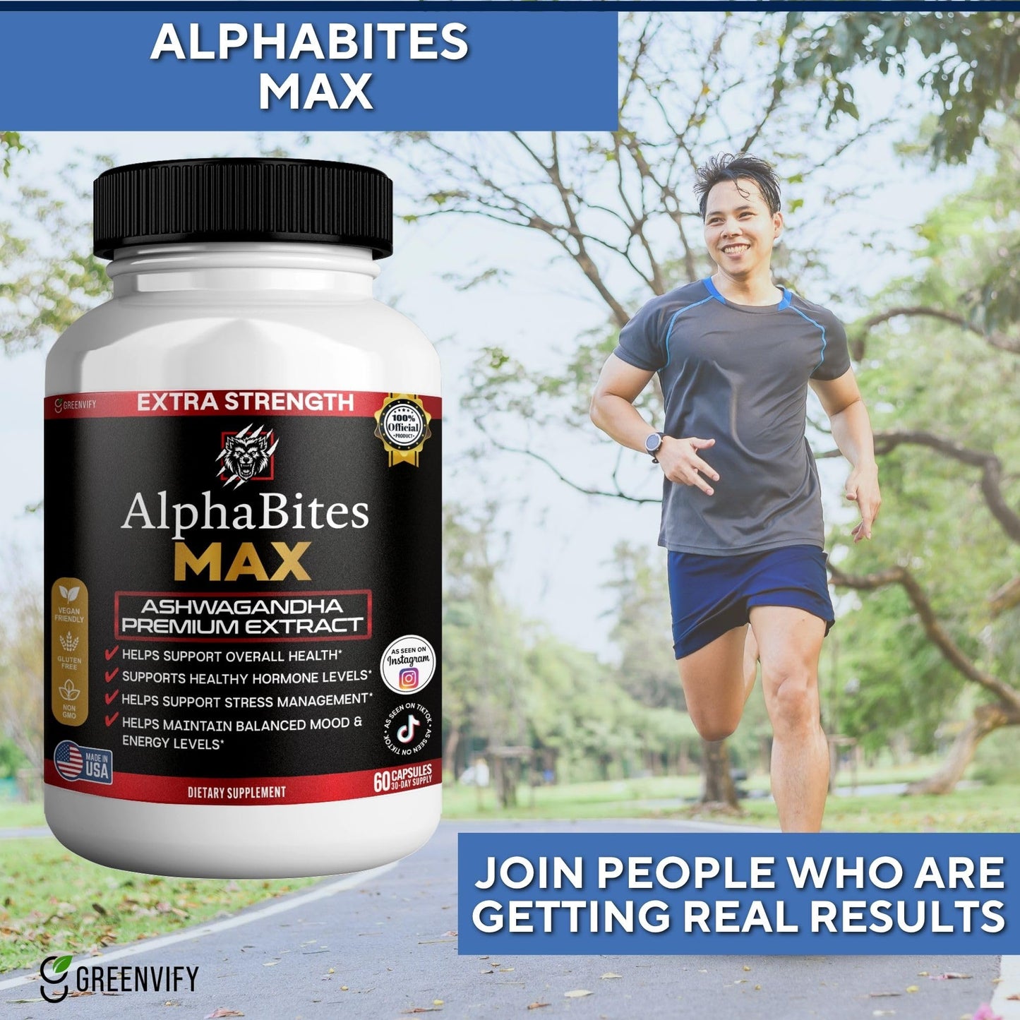 GREENVIFY AlphaBites MAX Ashwagandha Extract 60 Capsules