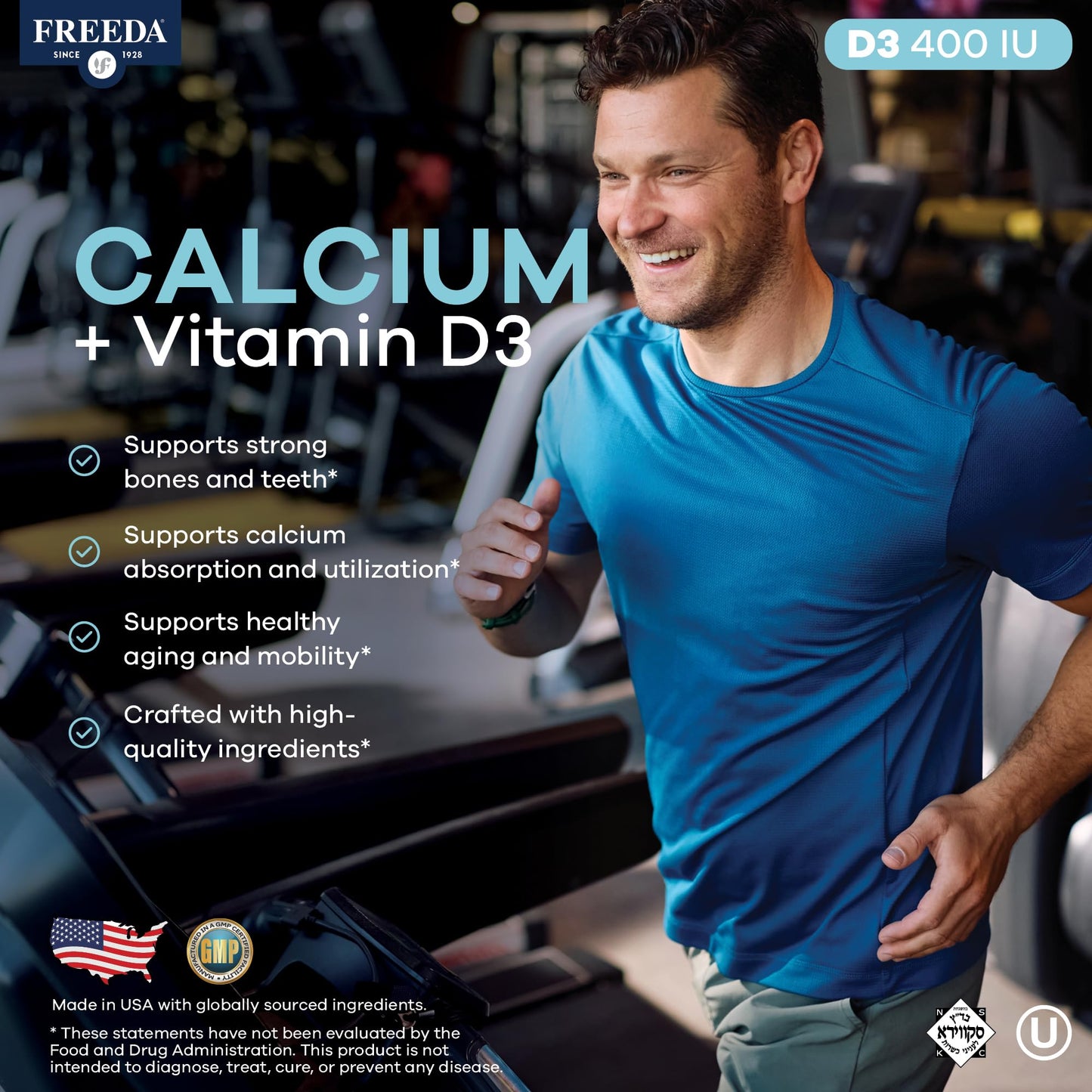 FREEDA Calcium 600mg with Vitamin D3 400 IU 100 Tablets