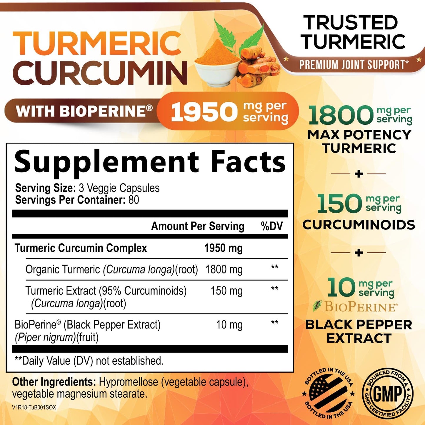 Nature's Nutrition Turmeric Curcumin Supplement 240 Capsules
