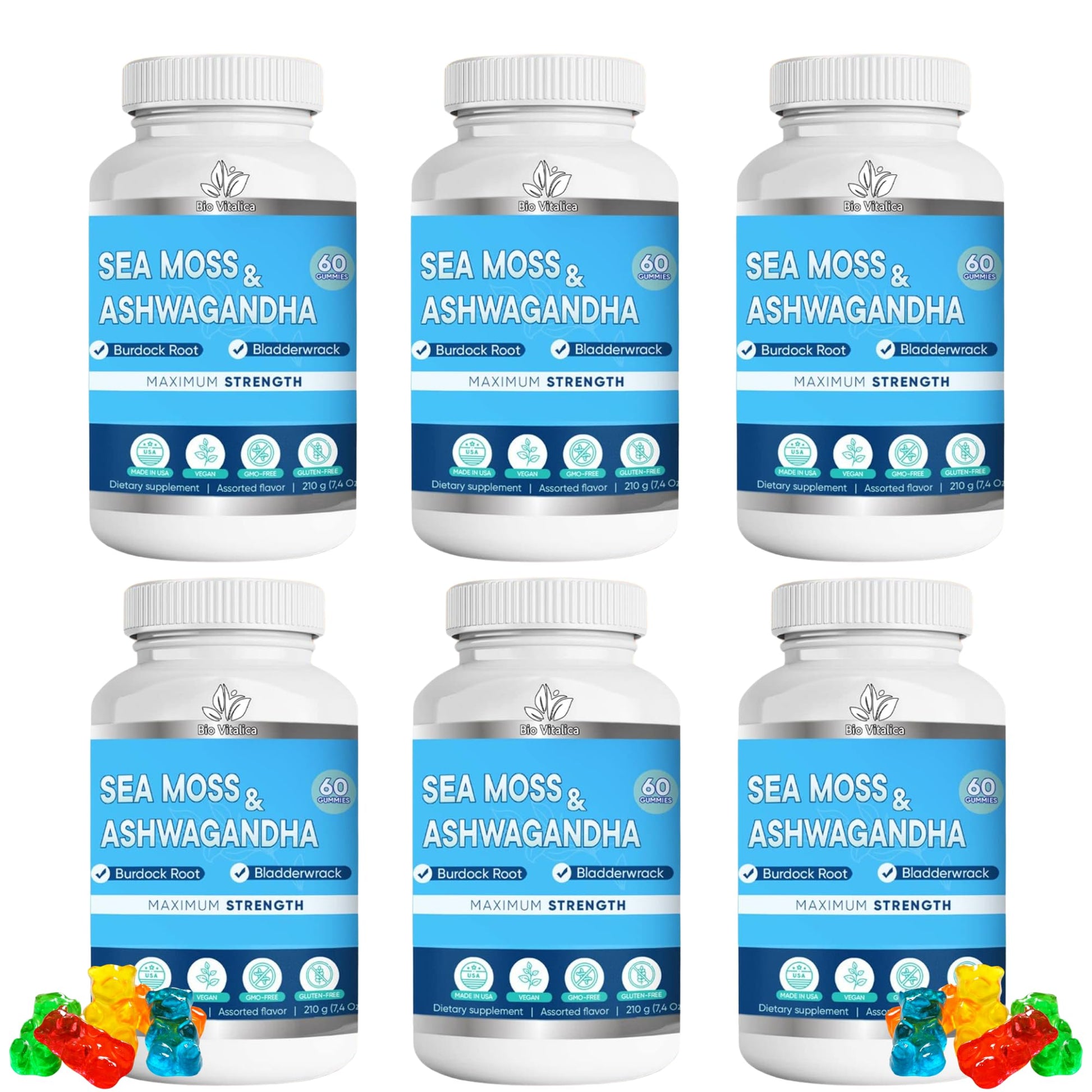 BIO VITALICA Sea Moss Ashwagandha Gummies Chewable, 360 Count