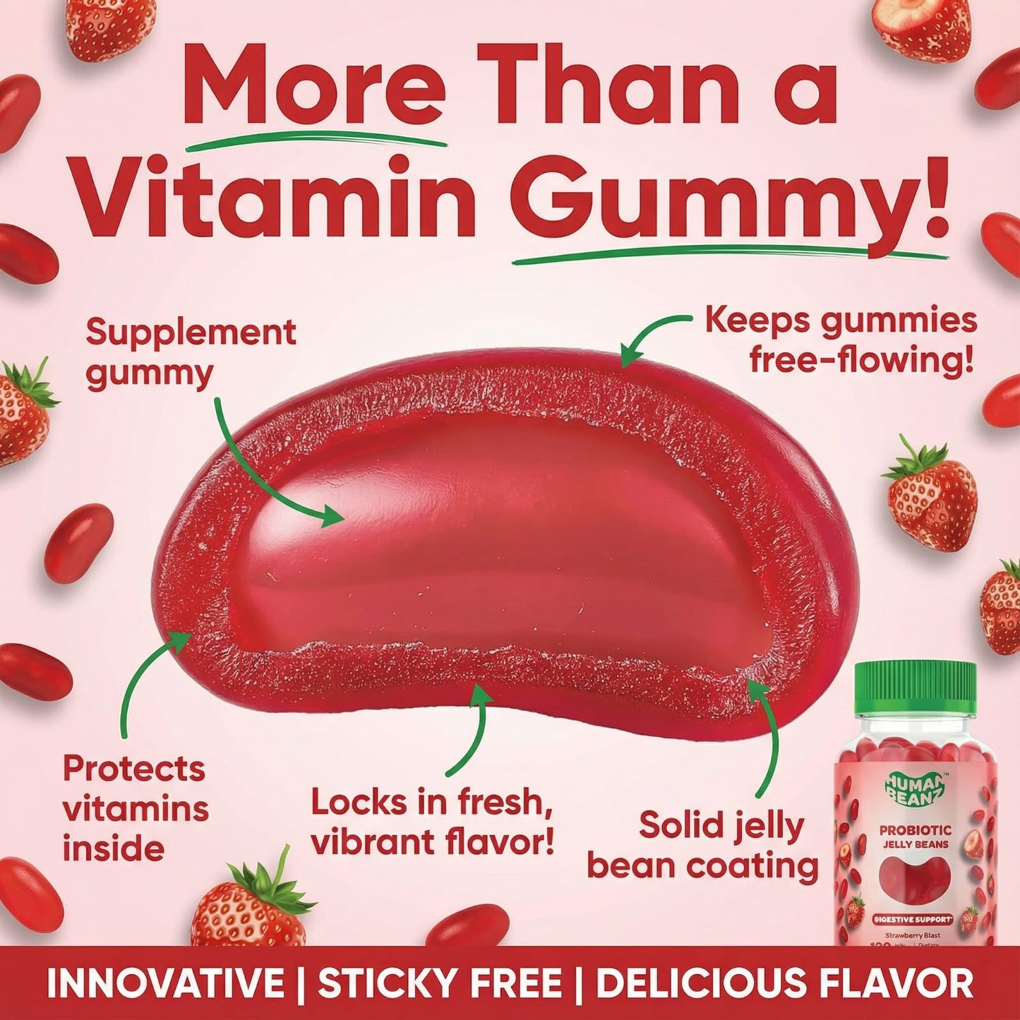 Human Beanz Probiotic Jelly Bean Gummies for Men and Women 120 Gummies
