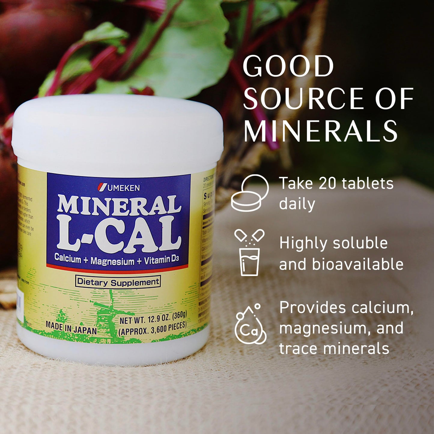 Umeken Mineral L-Cal Calcium with Vitamin D3 Tablet, 1 Tablet