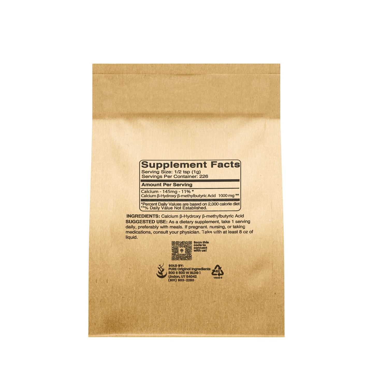 Pure Original Ingredients HMB Powder 8 Ounce