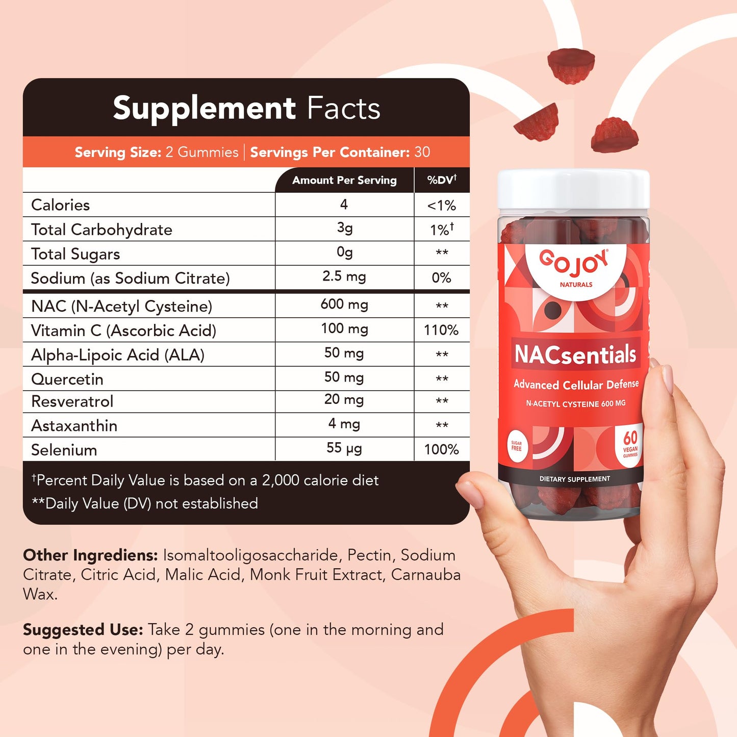 GOJOY NATURALS NAC 600mg Supplement and Kids Focus Gummies Bundle, 120 Count