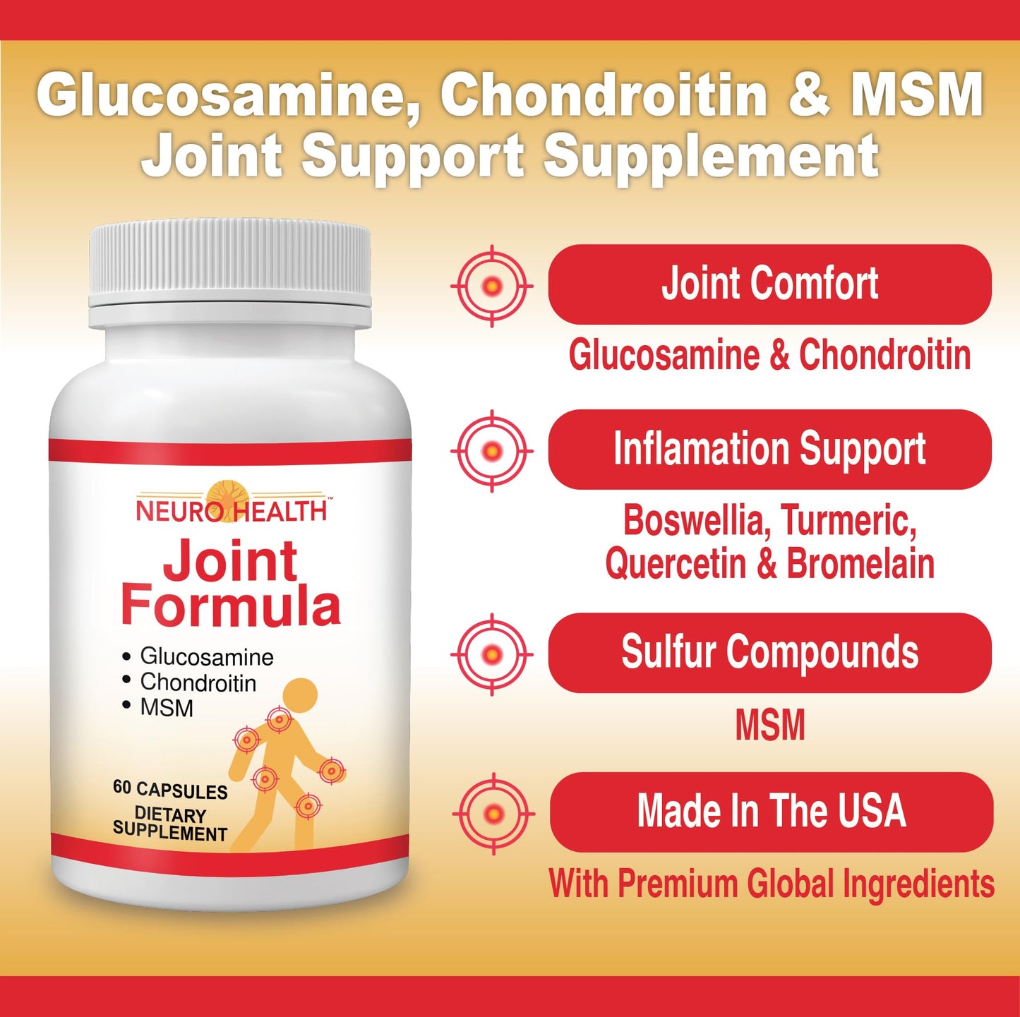 Neuro Health Joint Formula with Glucosamine, Chondroitin and MSM Capsules, 60 Count