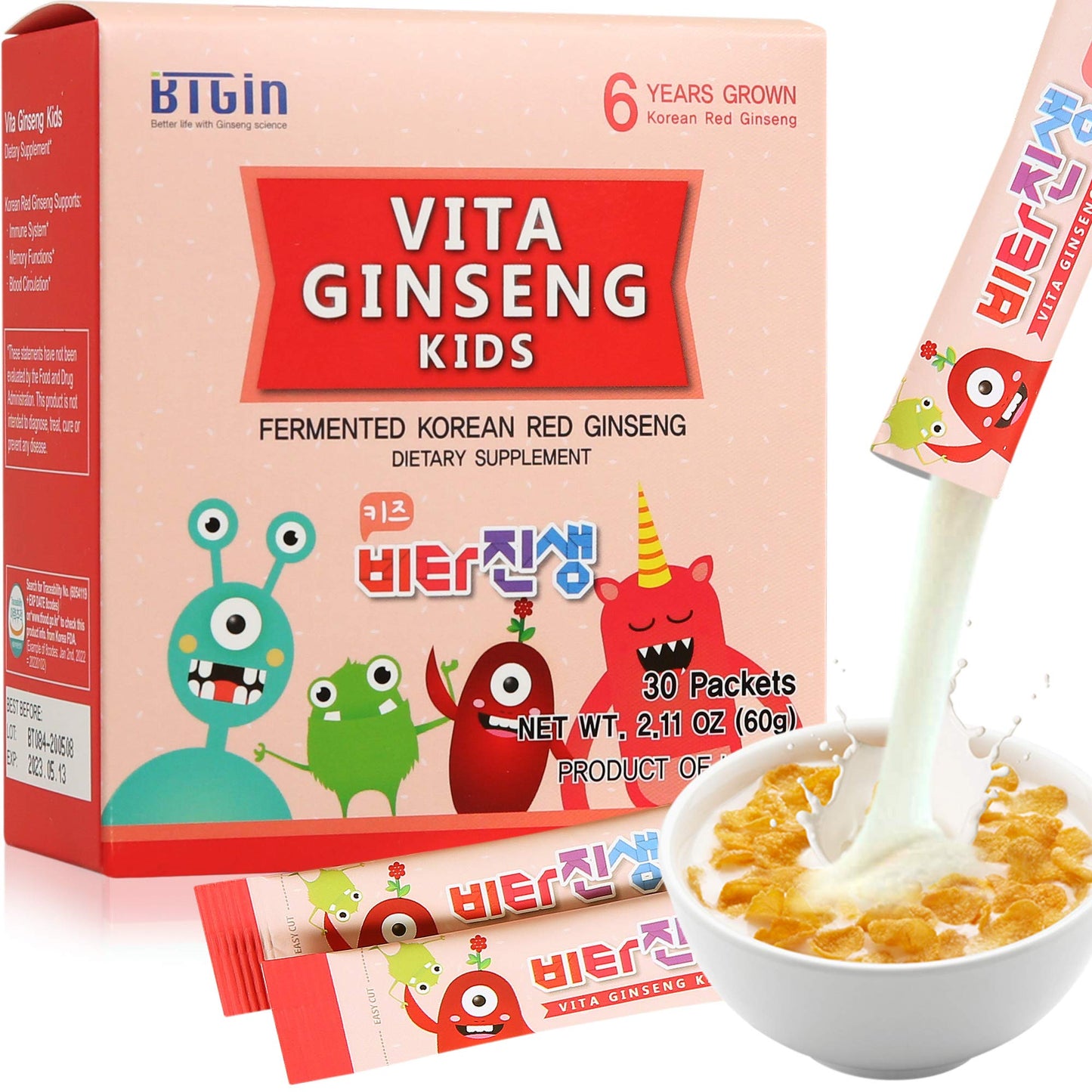 BTGIN Vita Ginseng Kids Powder, 30 Packets