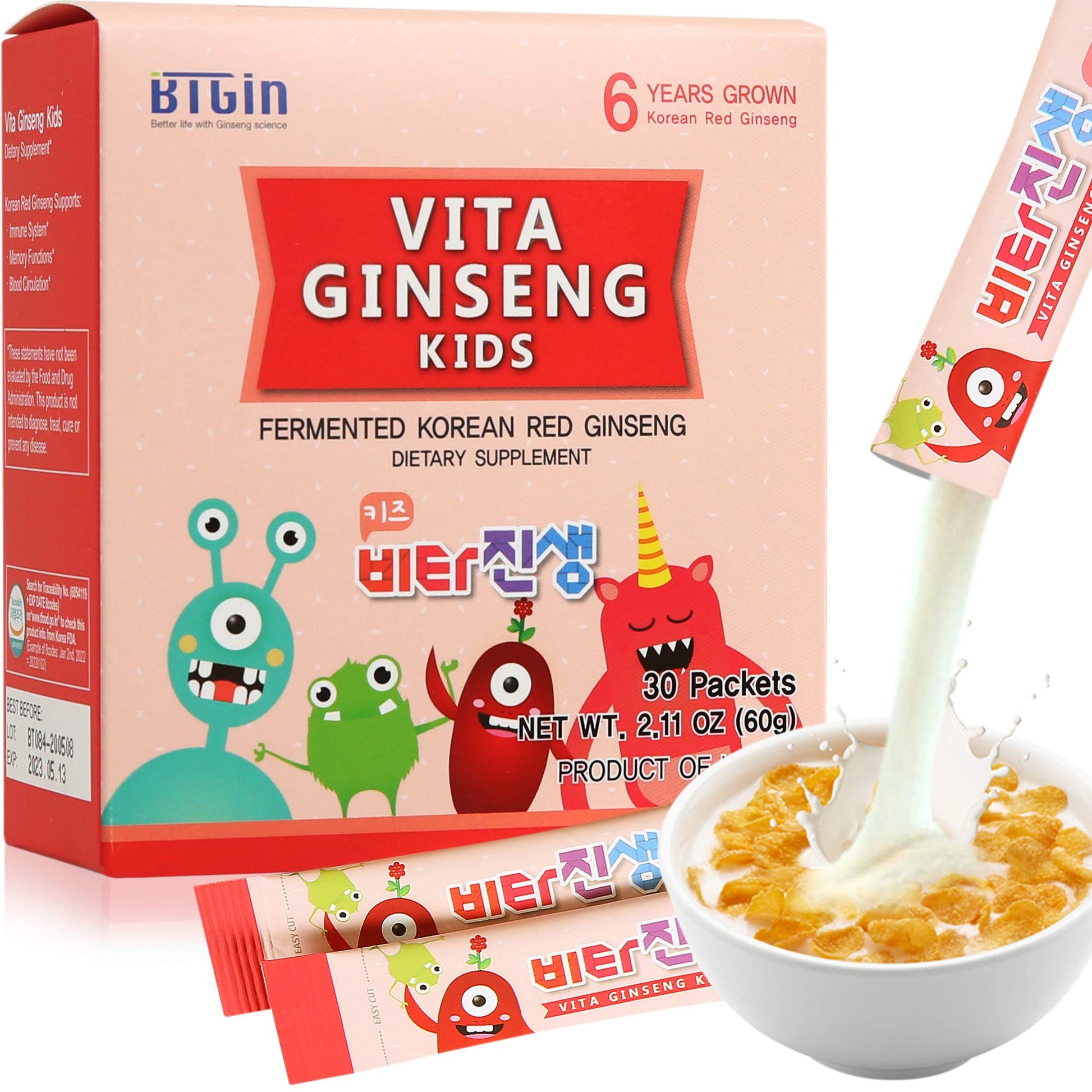 BTGIN Vita Ginseng Kids Powder, 30 Packets