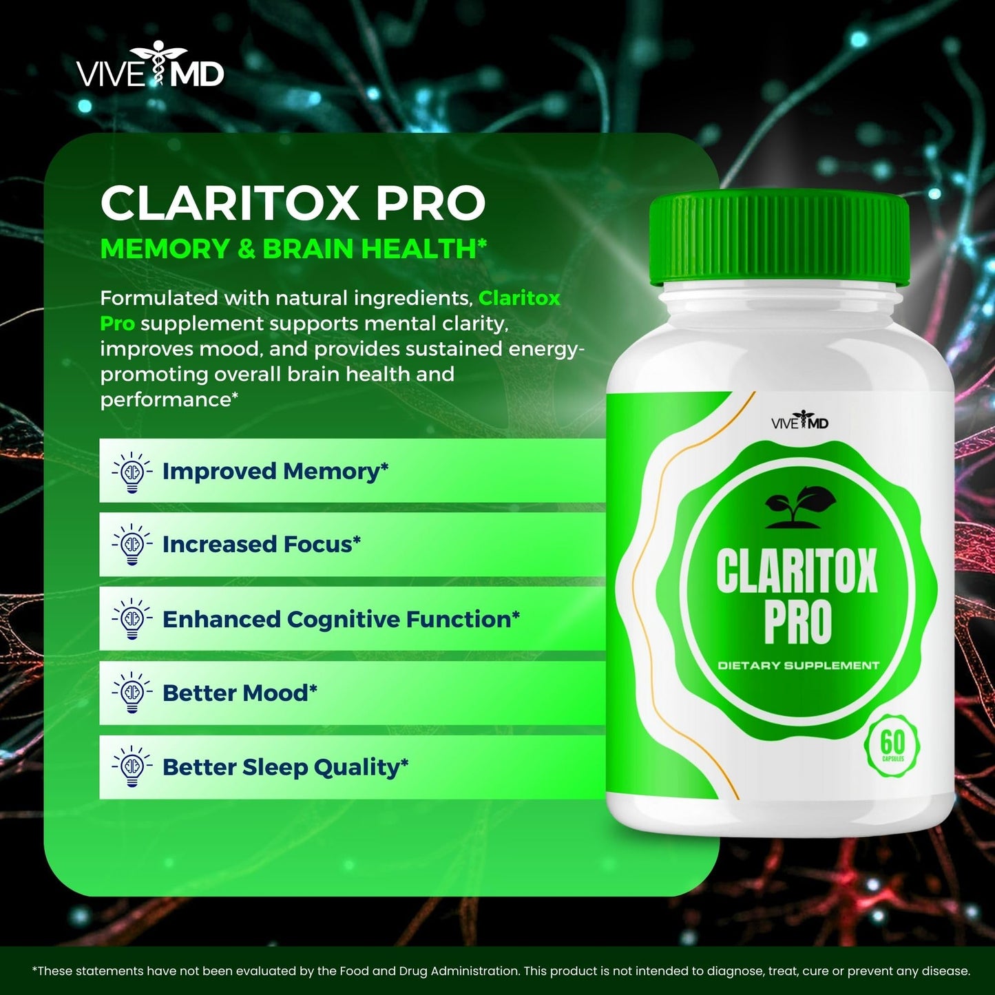 VIVE MD Claritox Pro for Vertigo Capsules, 60 Capsules