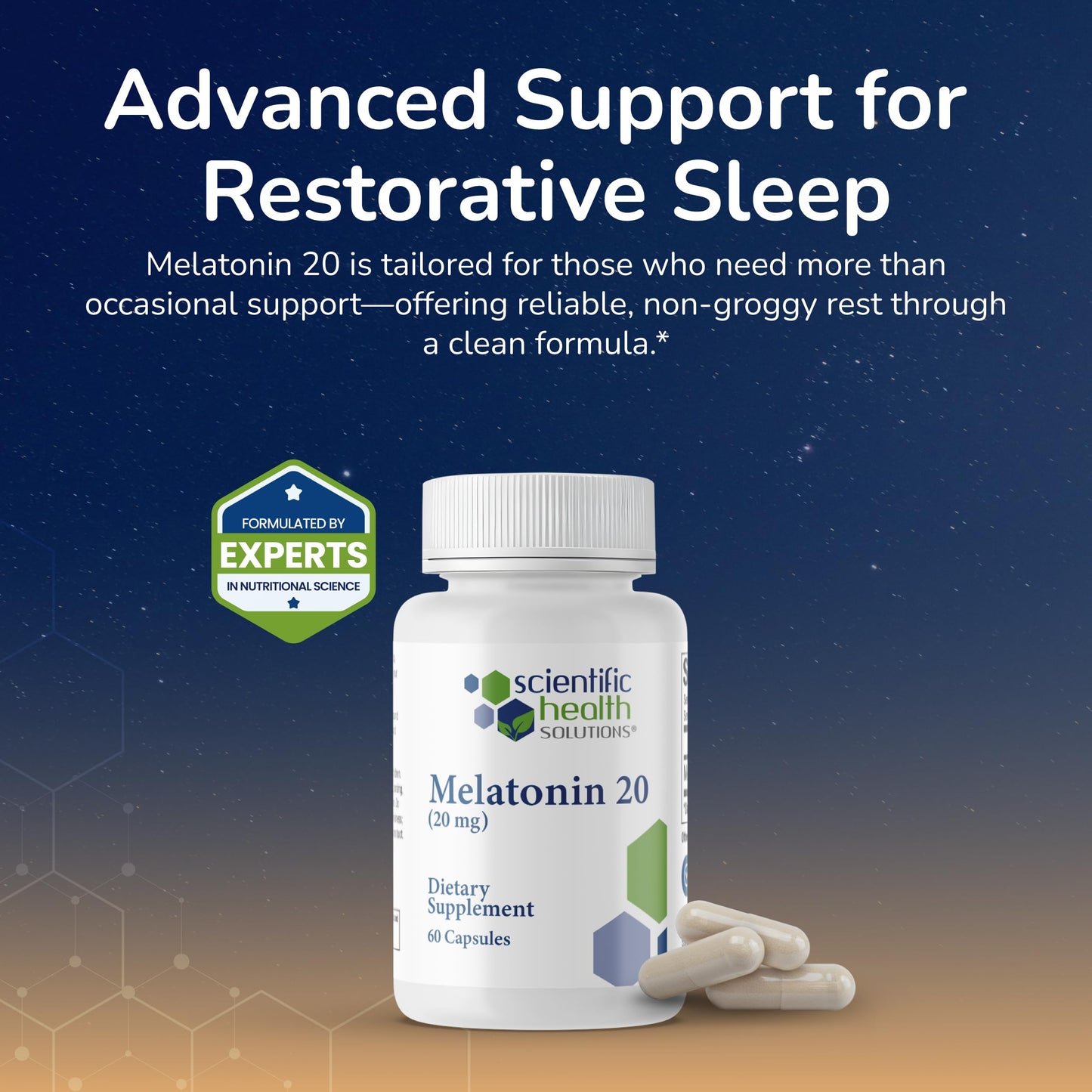 Scientific Health Solutions Melatonin 20mg Extra-Strength Capsules, 180 Count
