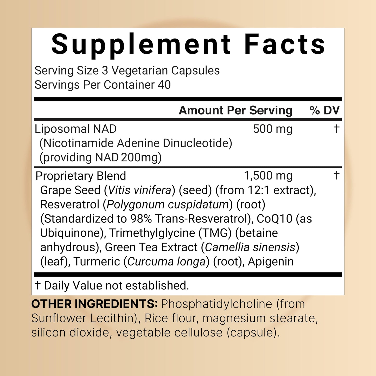NatureBell Liposomal NAD+ 8-in-1 Complex 2000mg Per Serving, 120 Vegetarian Capsules