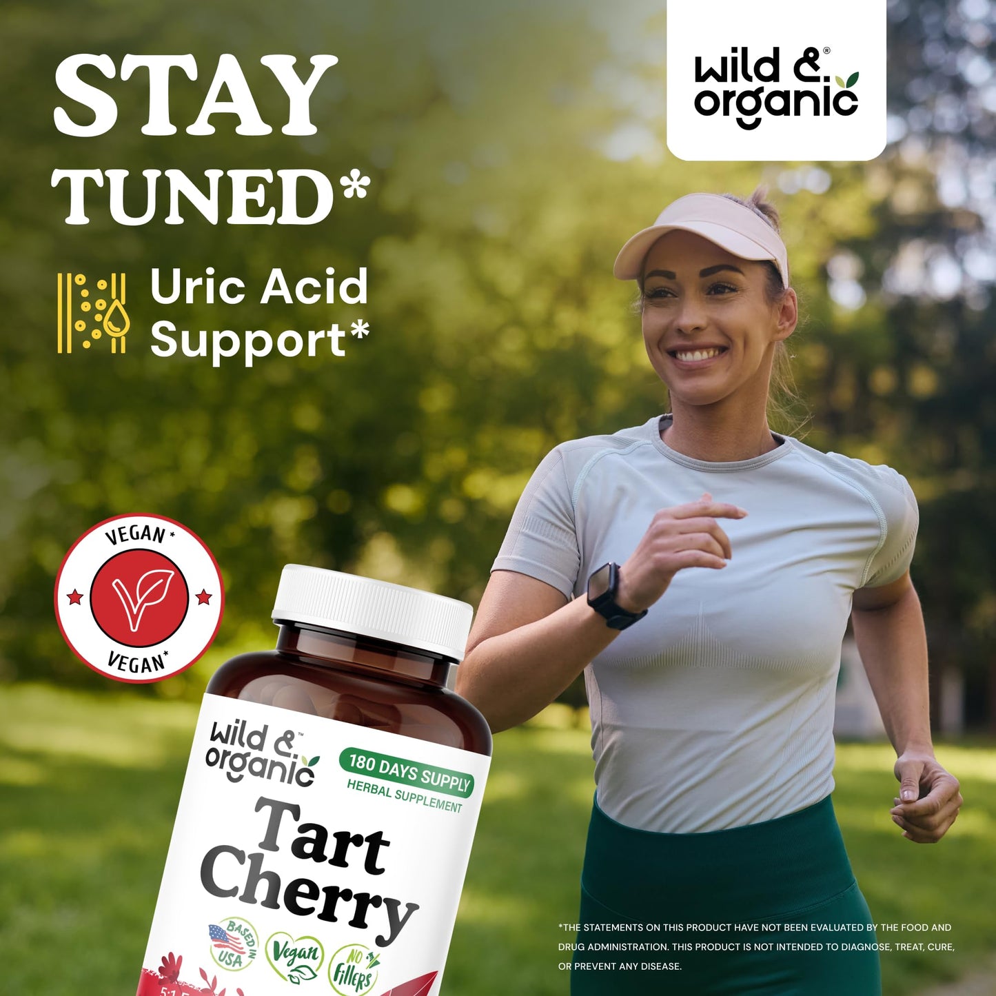 Wild & Organic Tart Cherry Extract 600 mg Capsules, 180 Count