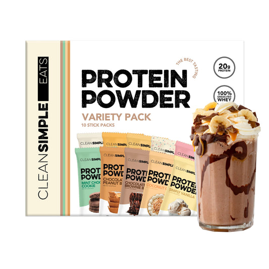 Clean Simple Eats Whey Isolate Protein Powder, Variety Pack, 10 Single-Serve Packs