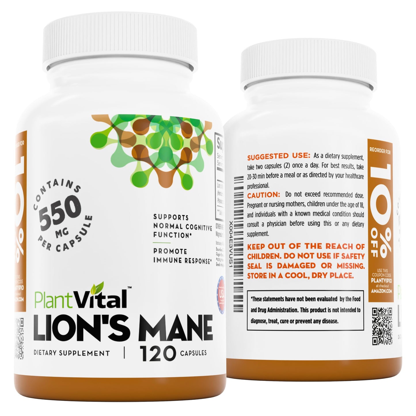 Plantvital Lion's Mane Mushroom Capsule, 120 Capsules