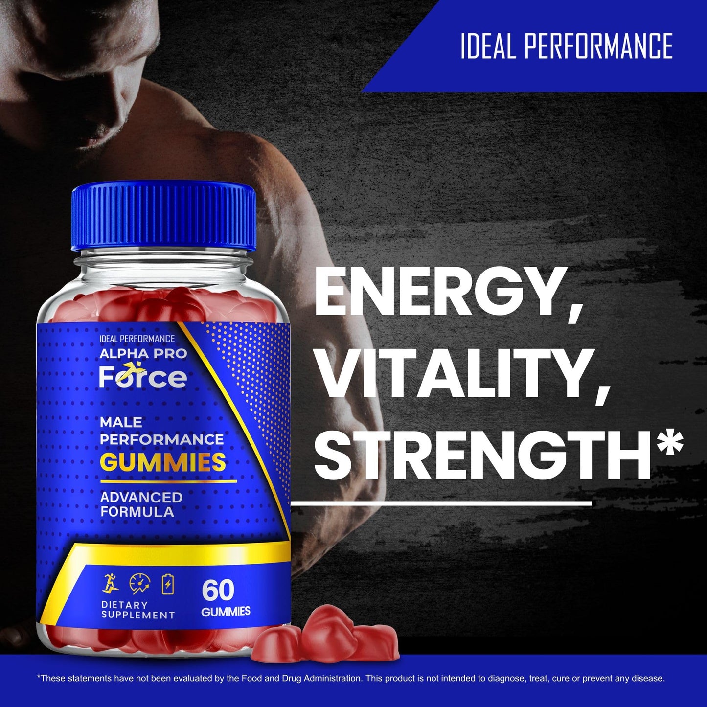 IDEAL PERFORMANCE Alpha Pro Force Gummies for Men, 60 Count