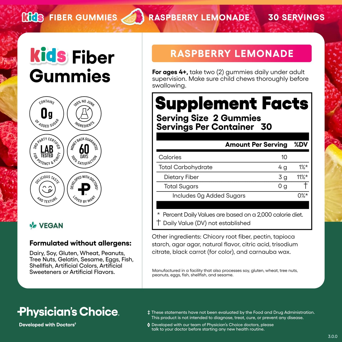 Physician's CHOICE Fiber Gummies for Kids Gummies 60 Count
