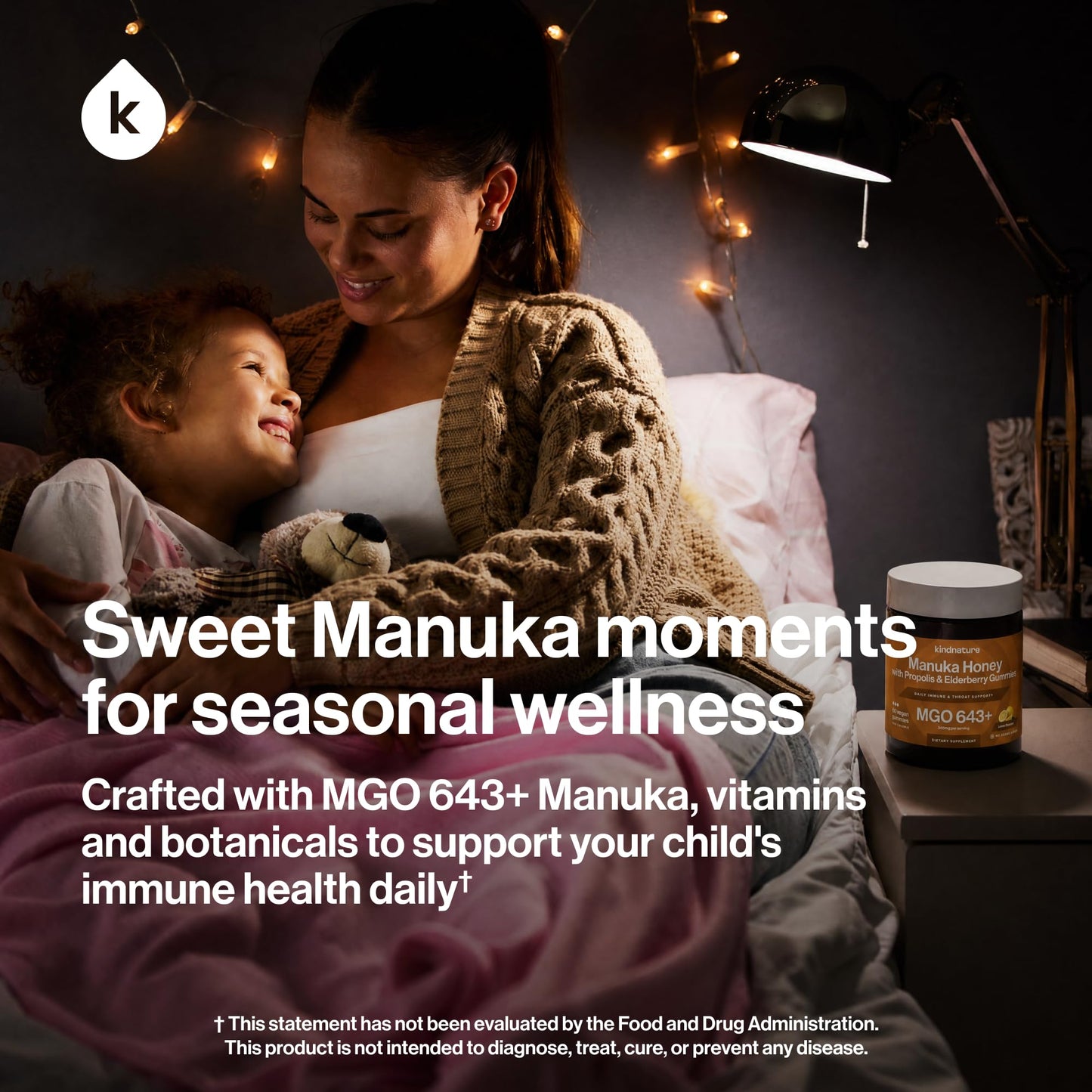 Kindnature Manuka Honey Medical Grade Gummies MGO 643+ with Zinc, Vitamin C, Elderberry - Throat Comfort & Immune Support - 60 Gummies